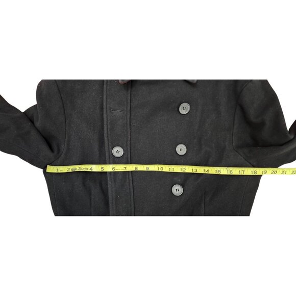 OPERATIONS NYC Black Wool Cashmere Military Peacoat Trench Coat Small USA Made - Picture 14 of 16